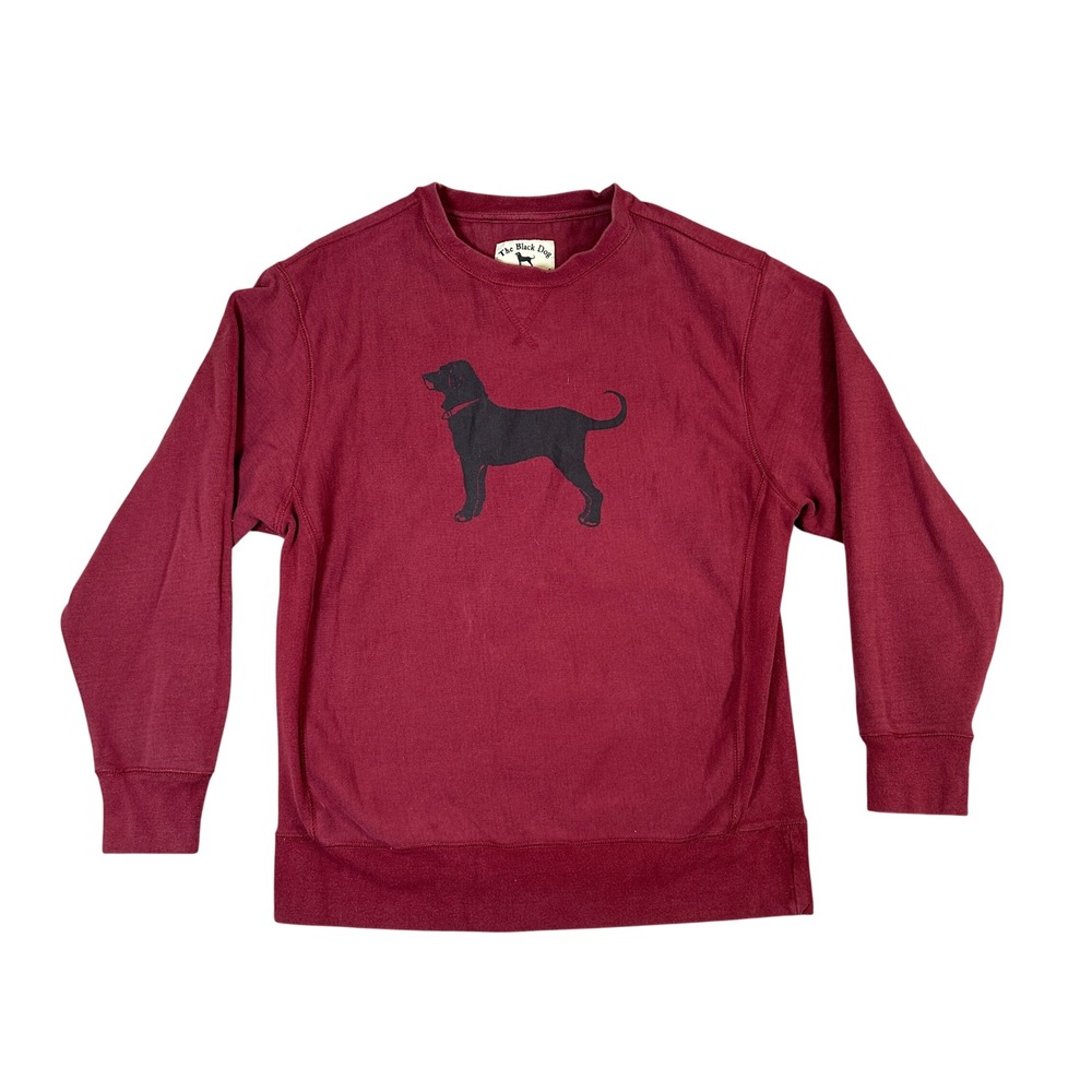 The Black Dog Crewneck Sweatshirt Maroon Red Graphic Logo Mens Large L